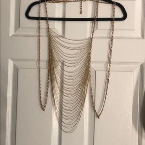 Gold metal full body chain harness